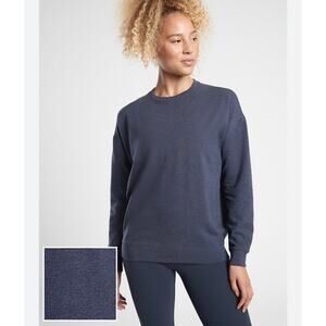 Athleta Sweatshirt Blue TENCEL Cotton Modal Spandex Pullover Relaxed Fit Cozy